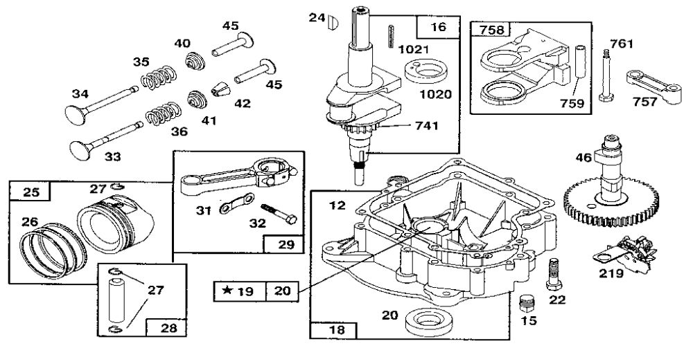 Crankshaft Diagram and Parts List for 259700-259799 0102, 0104, 0117 Briggs and Stratton Engine
